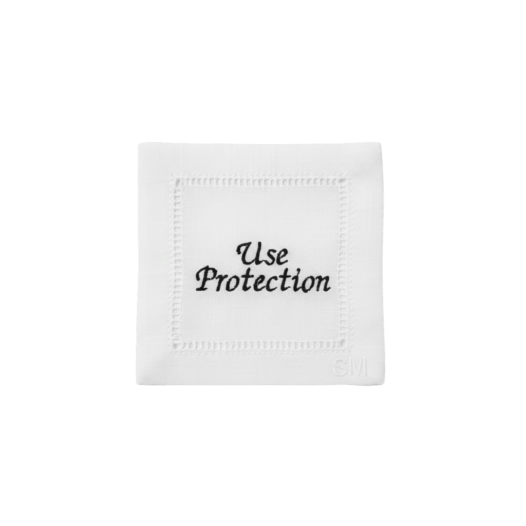 Folded Use Protection linen cocktail napkin